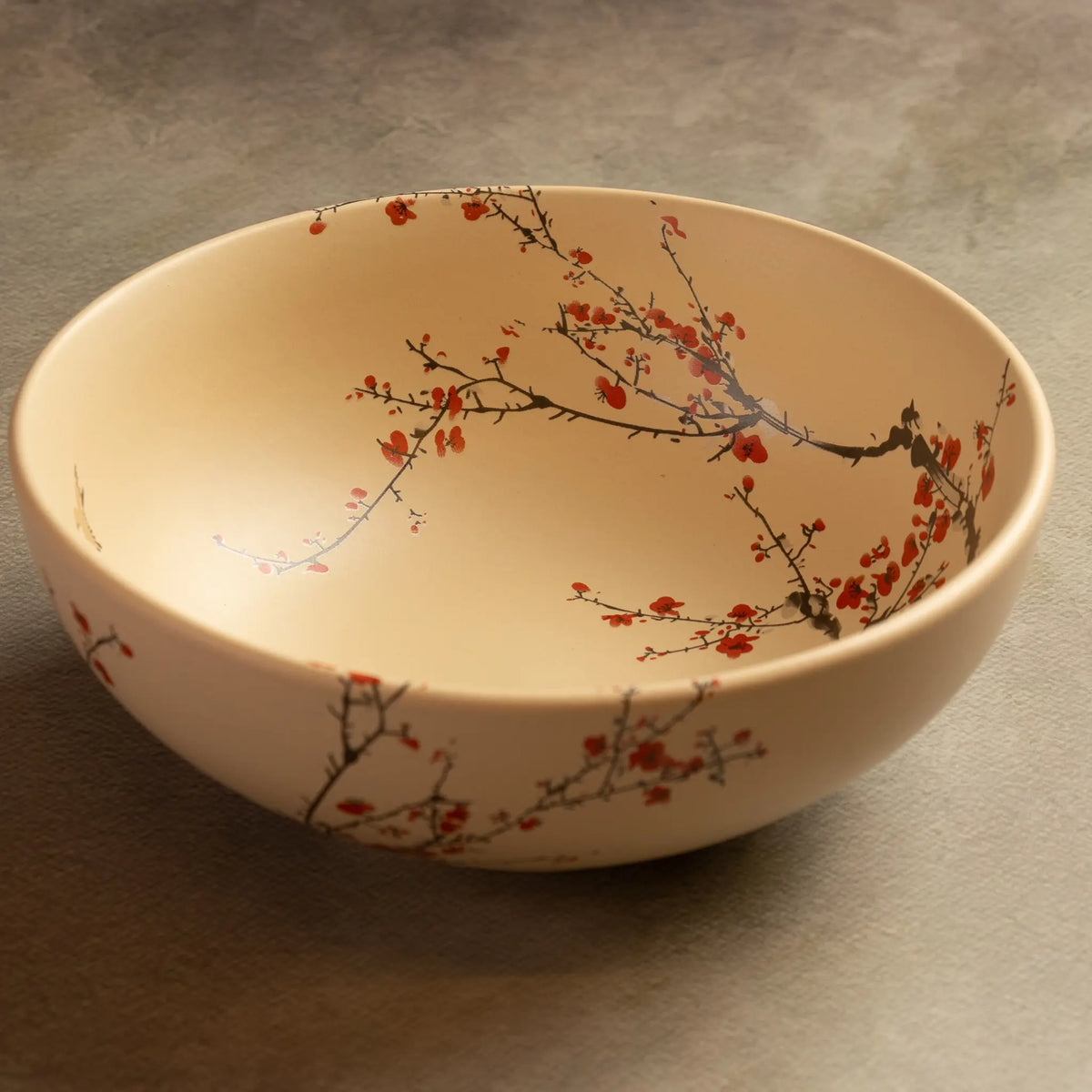 Sakura salad bowl top view showing cherry blossom artwork