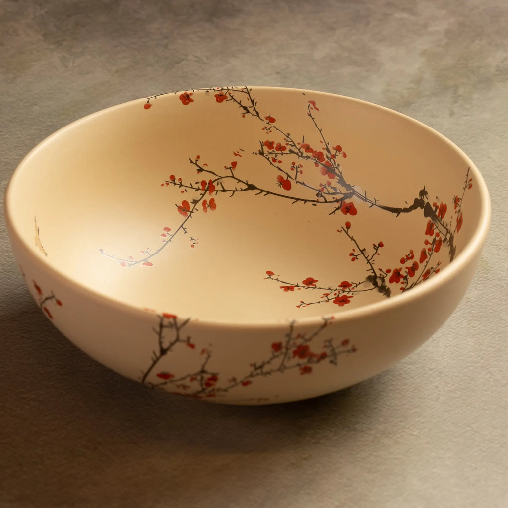Sakura salad bowl with hand-painted blossom interior