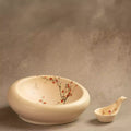 Sakura nest platter with bird spoon rest, hand-painted cherry blossom ceramic
