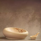 Sakura nest platter side view with bird-shaped spoon rest