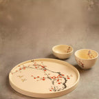 Sakura dinner plate flat with two small bowls, blossom design