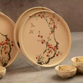 Sakura dinner plates with small bowls, hand-painted cherry blossom
