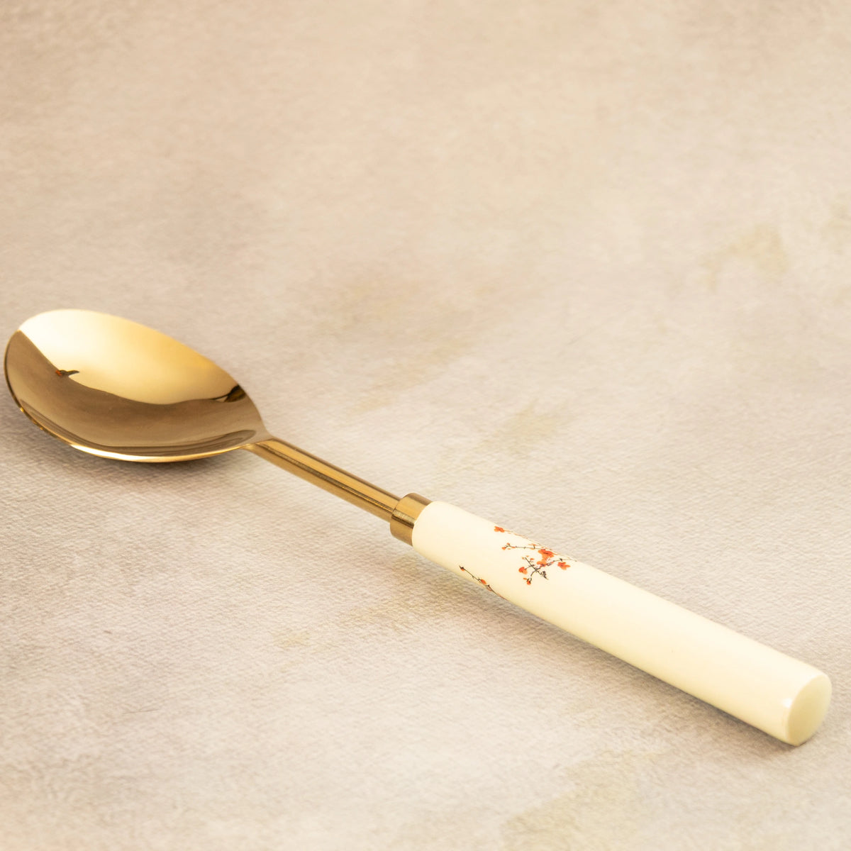 Sakura gold serving spoon with ceramic cherry blossom handle