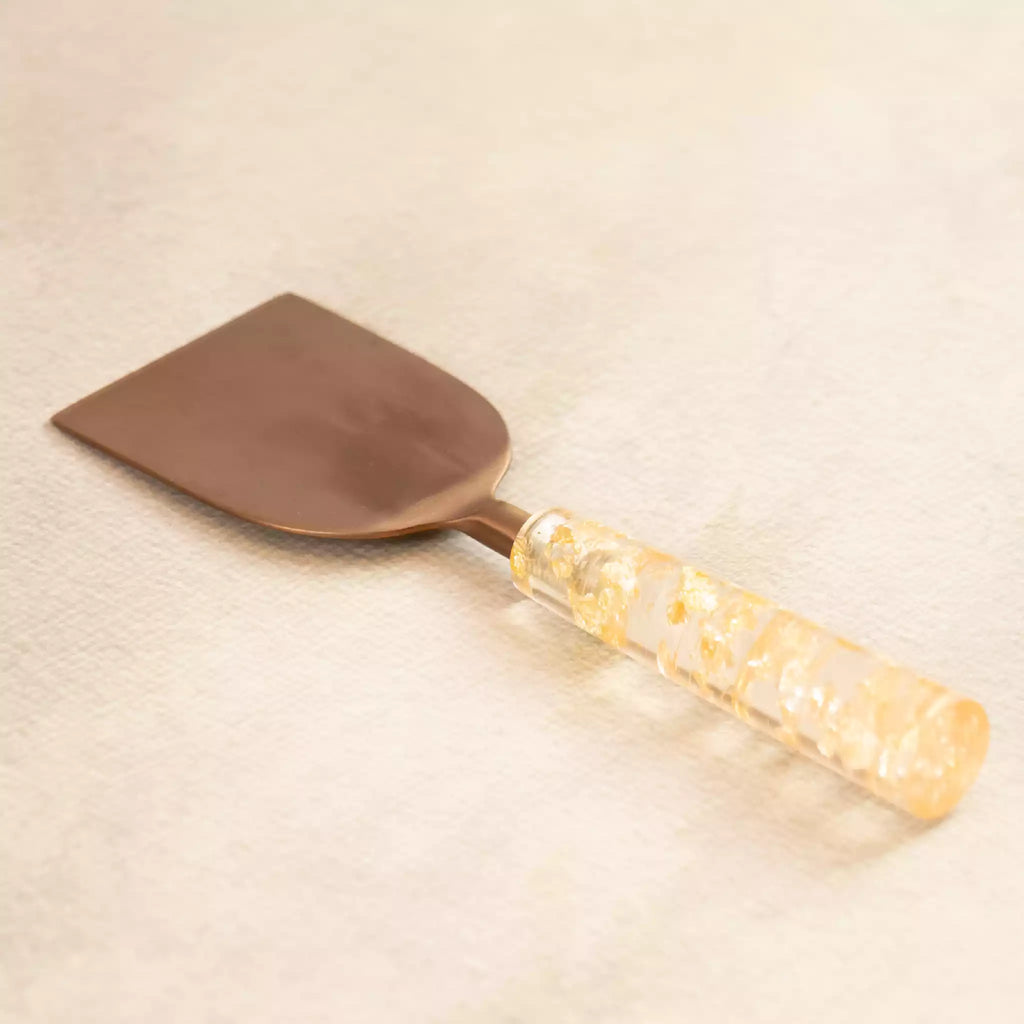 Gold dust cheese spatula with sparkling textured handle