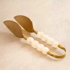 Bubbles serving tongs with white beaded handle