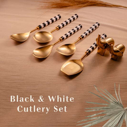 Black & White Serving Spoons Set
