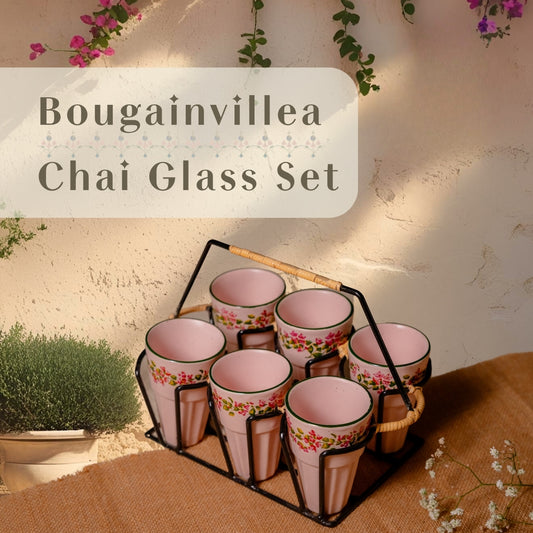 Bougainvillea - Ceramic Chai Glass