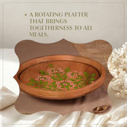 Floral - Wooden Lazy Susan Platter