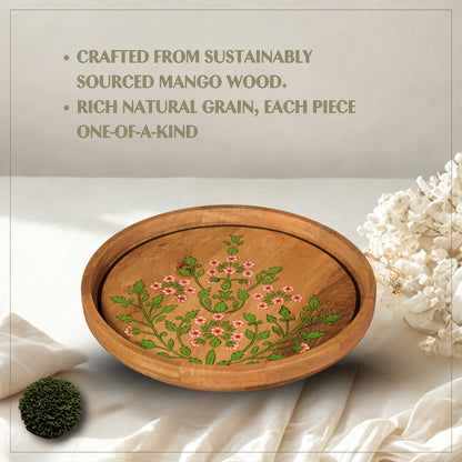 Floral - Wooden Lazy Susan Platter