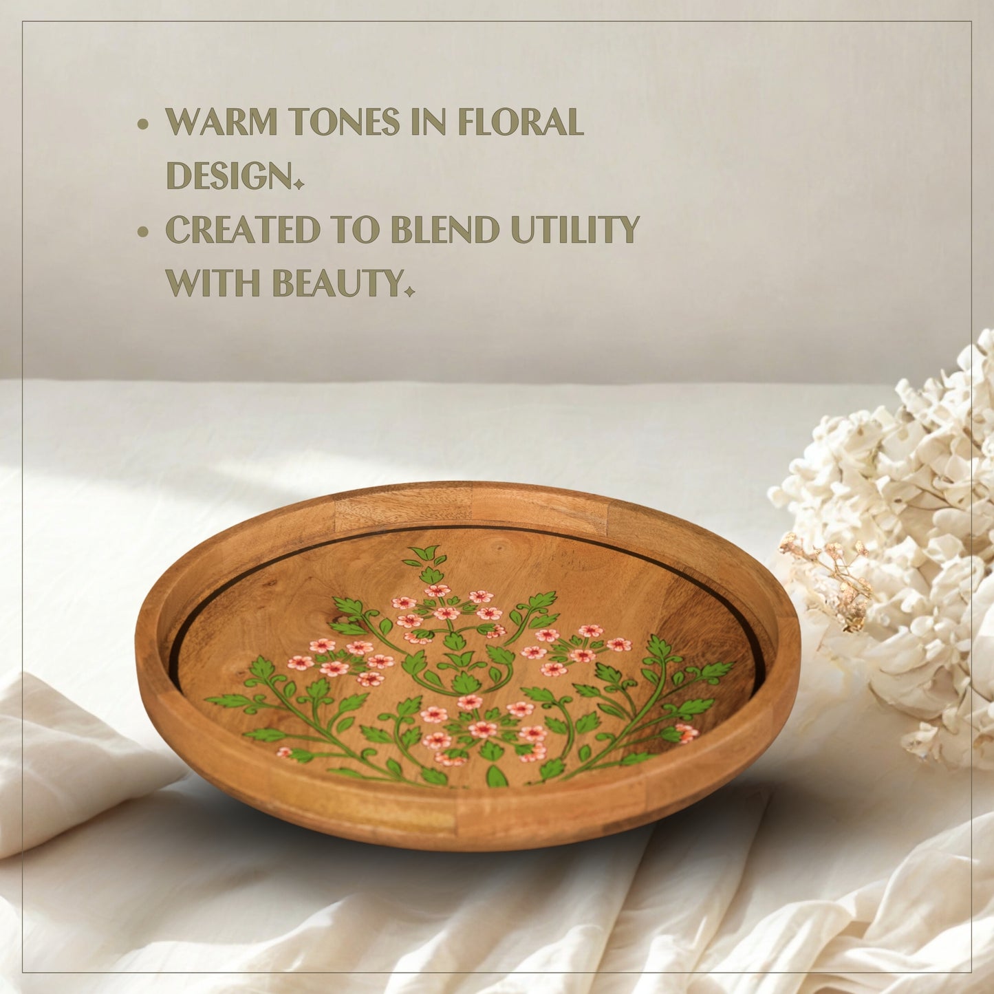 Floral - Wooden Lazy Susan Platter