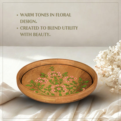 Floral - Wooden Lazy Susan Platter