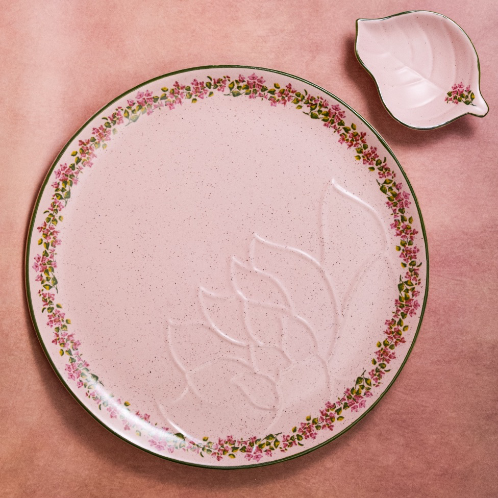 Bougainvillea - Round Platter with Dip Bowl