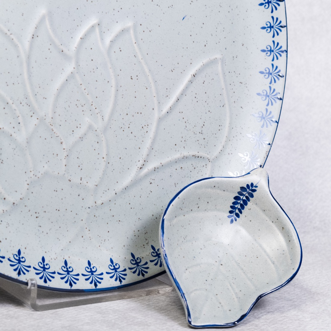 Blue Slate - Round Platter with Dip Bowl