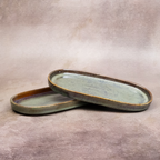 Sage Green - Oval Cocktail Plate