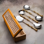Gold Rings Serving Spoons Set