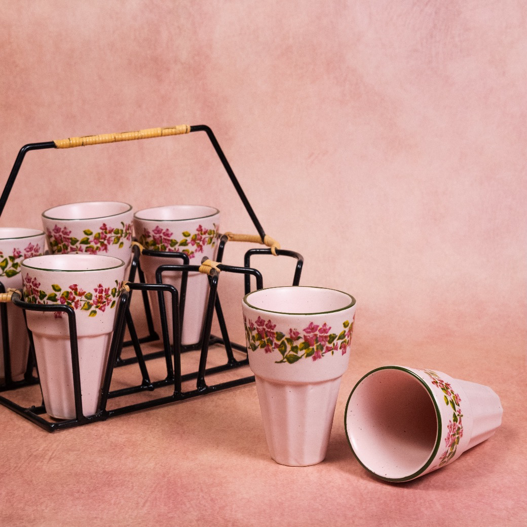 Bougainvillea - Ceramic Chai Glass