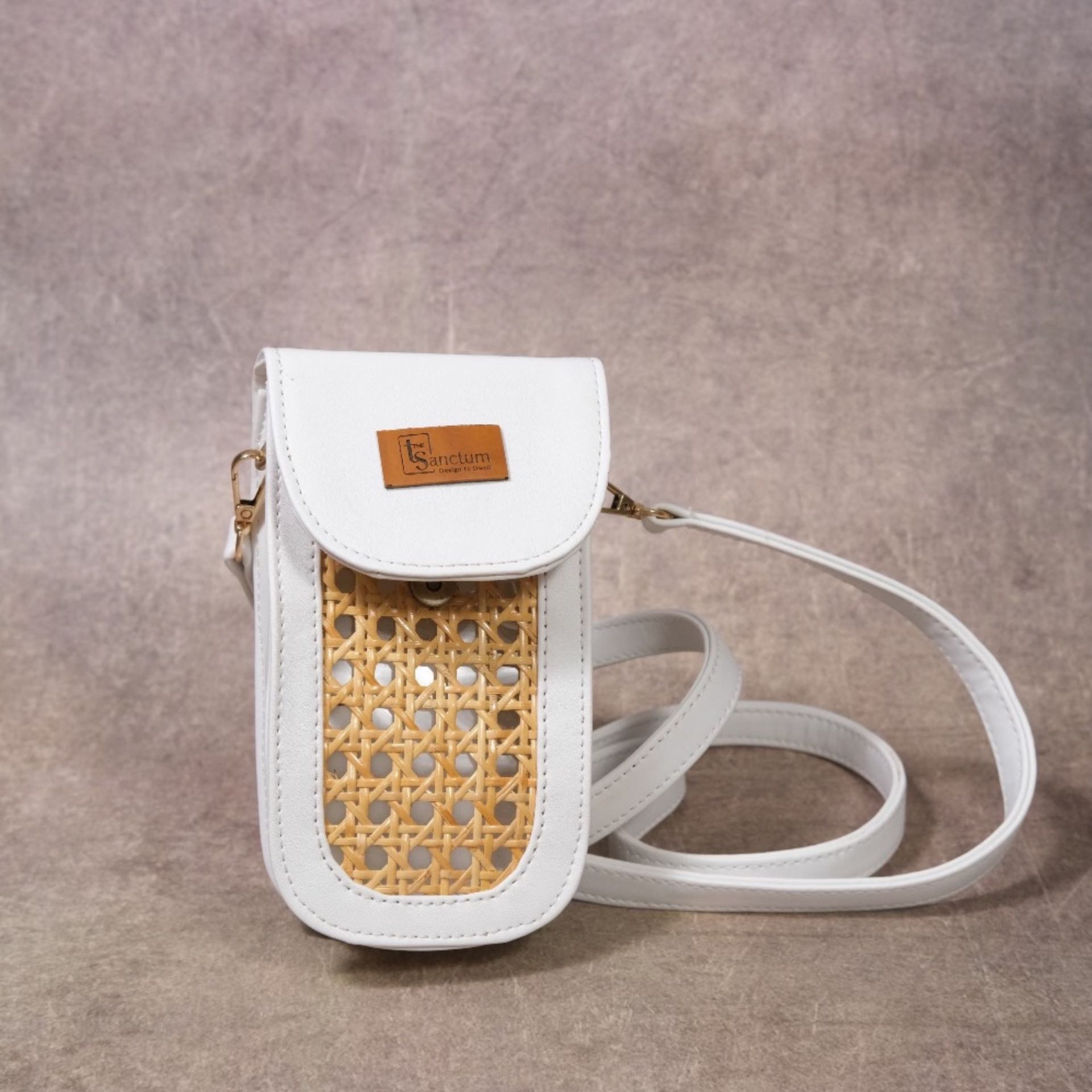 Wicker & Leatherite Mobile Sling bag