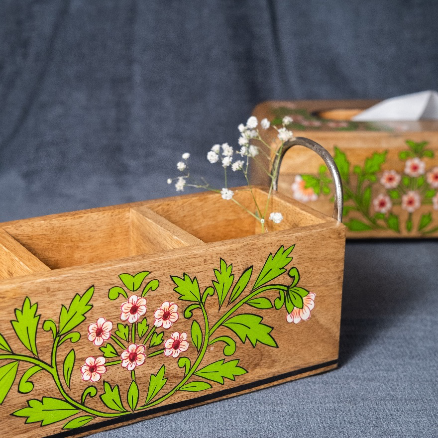 Floral - Wooden Spoon Caddy