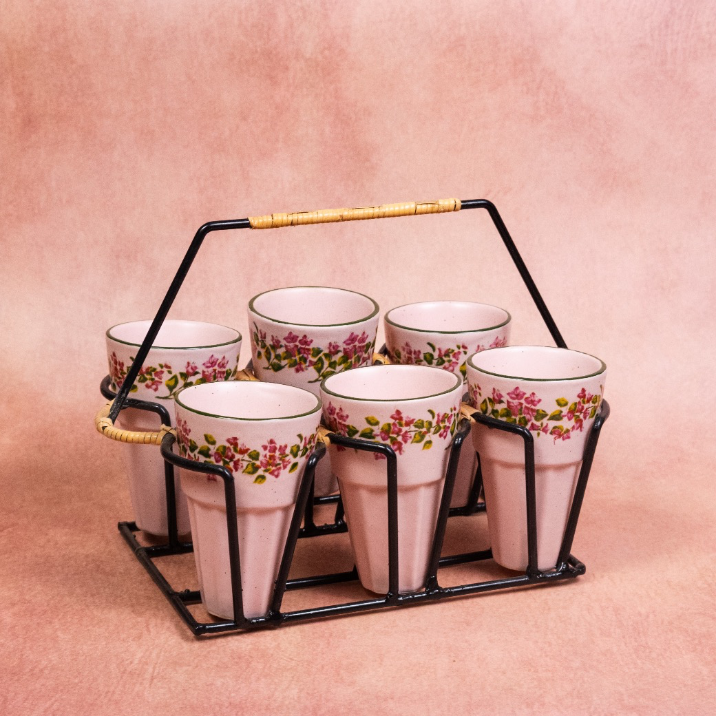 Bougainvillea - Ceramic Chai Glass