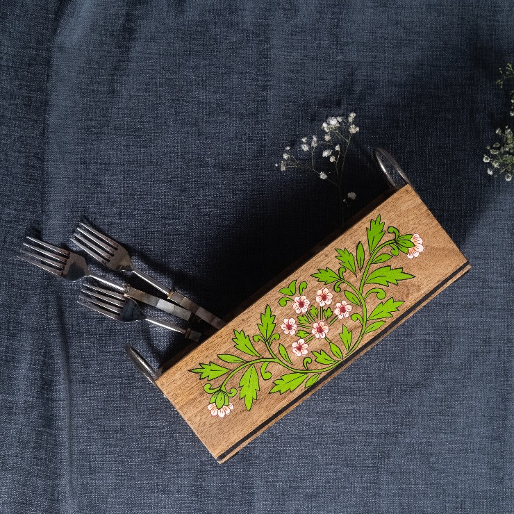Floral - Wooden Spoon Caddy