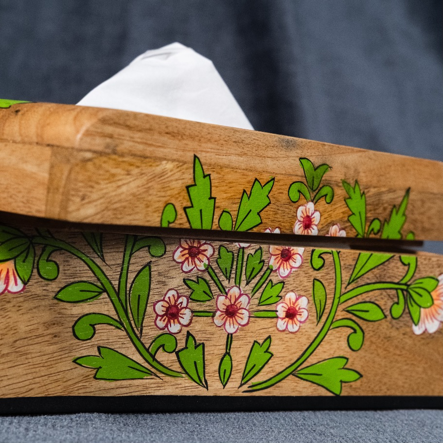 Floral - Wooden Tissue Box