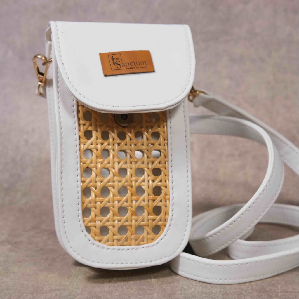 Wicker & Leatherite Mobile Sling bag