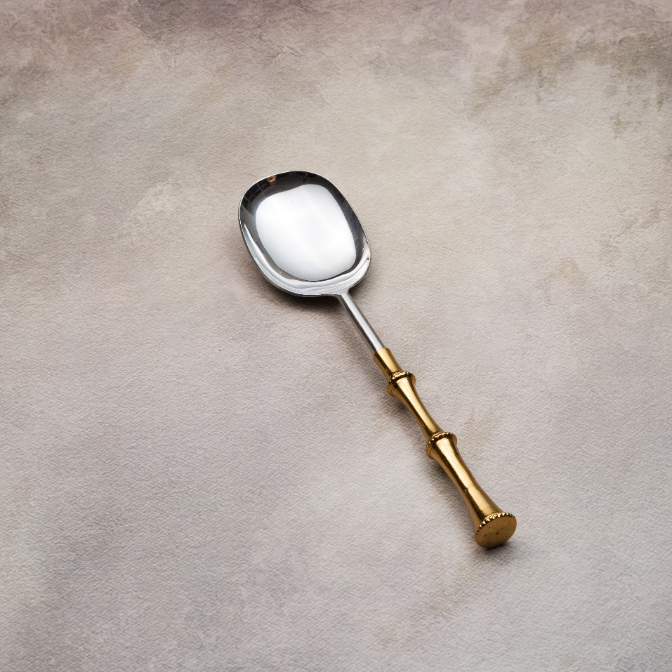 Gold Rings Serving Spoons Set