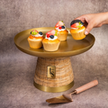 Wicker & Metal Cake Stand