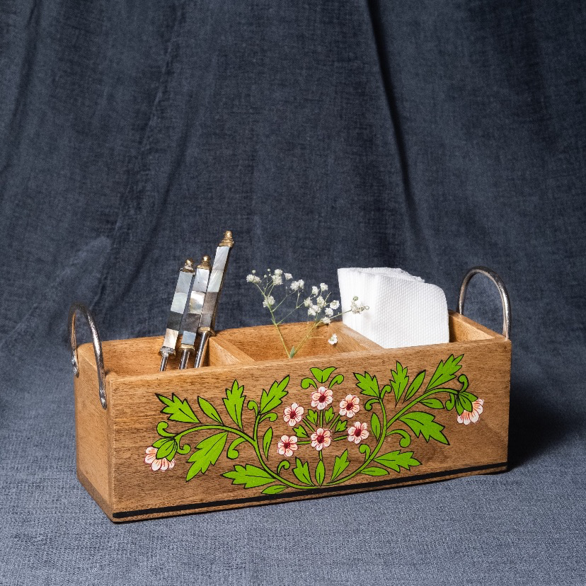 Floral - Wooden Spoon Caddy