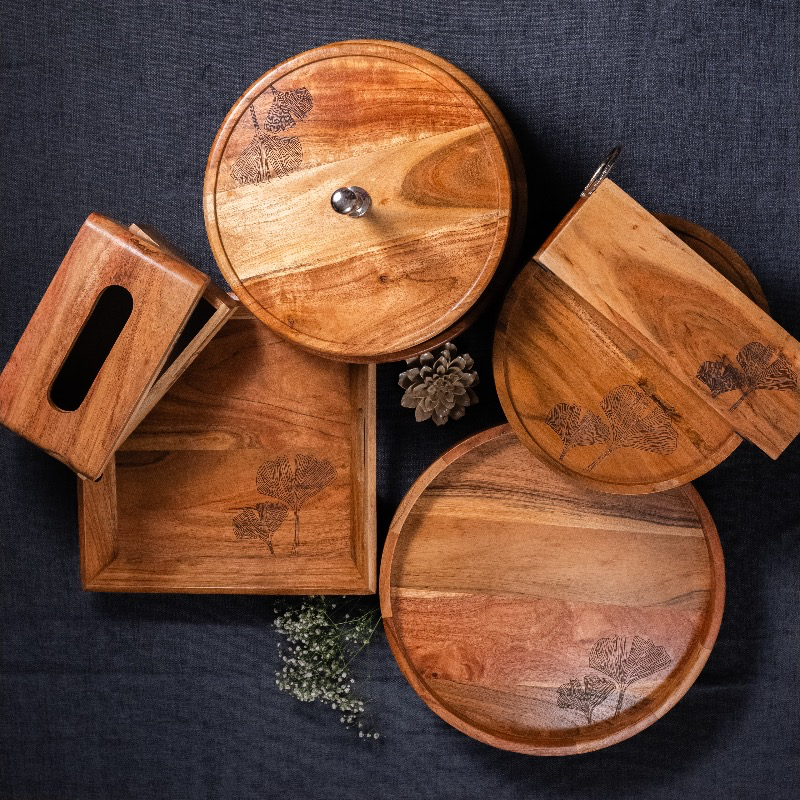 Print - Wooden Lazy Susan Platter