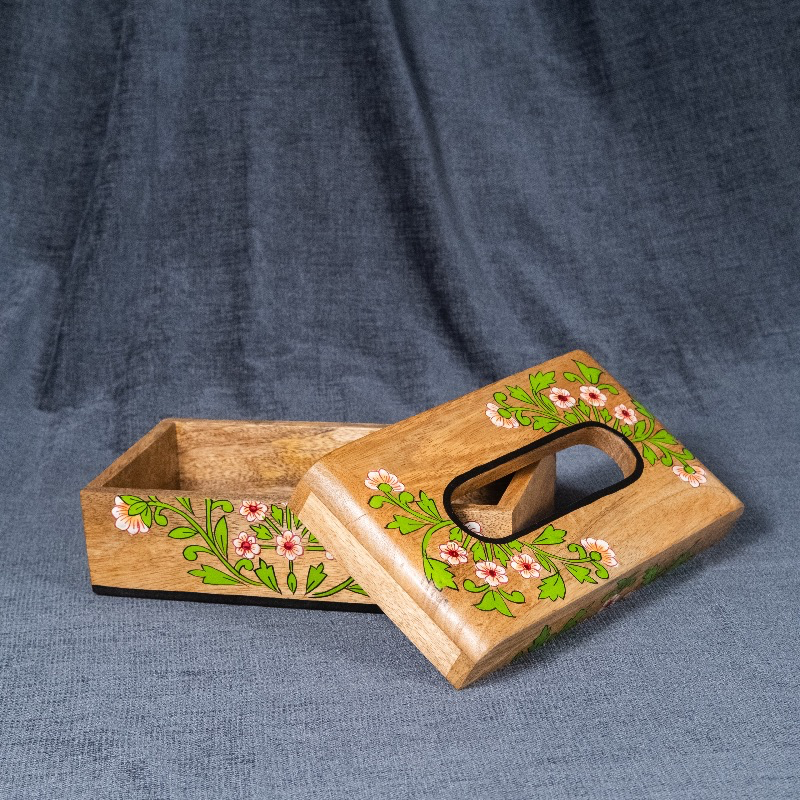 Floral - Wooden Tissue Box