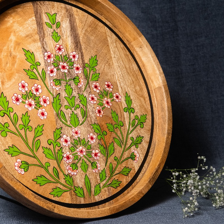 Floral - Wooden Lazy Susan Platter