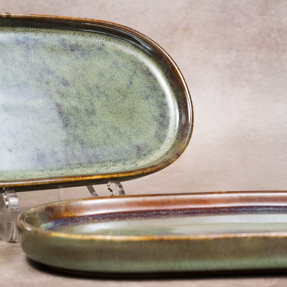Sage Green - Oval Cocktail Plate