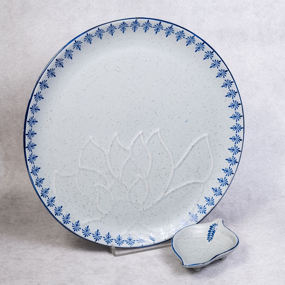 Blue Slate - Round Platter with Dip Bowl