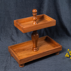 Two Tier Rectangle Wooden Desset Stand