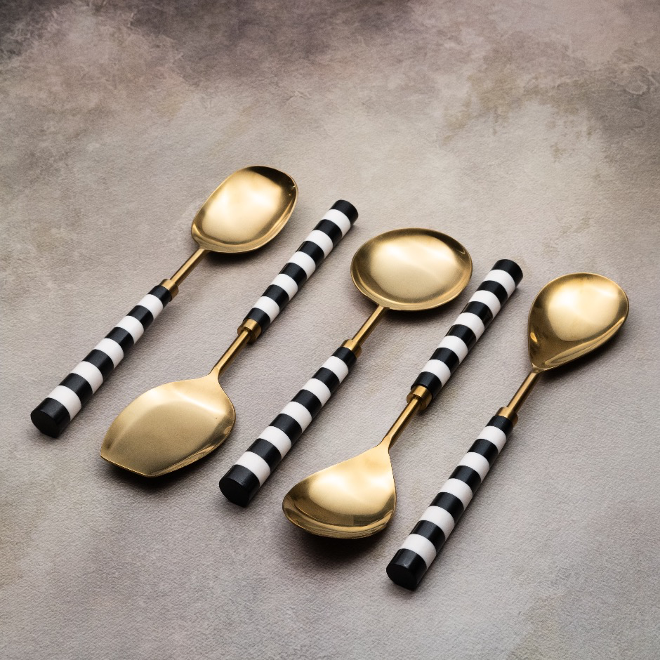 Black & White Serving Spoons Set