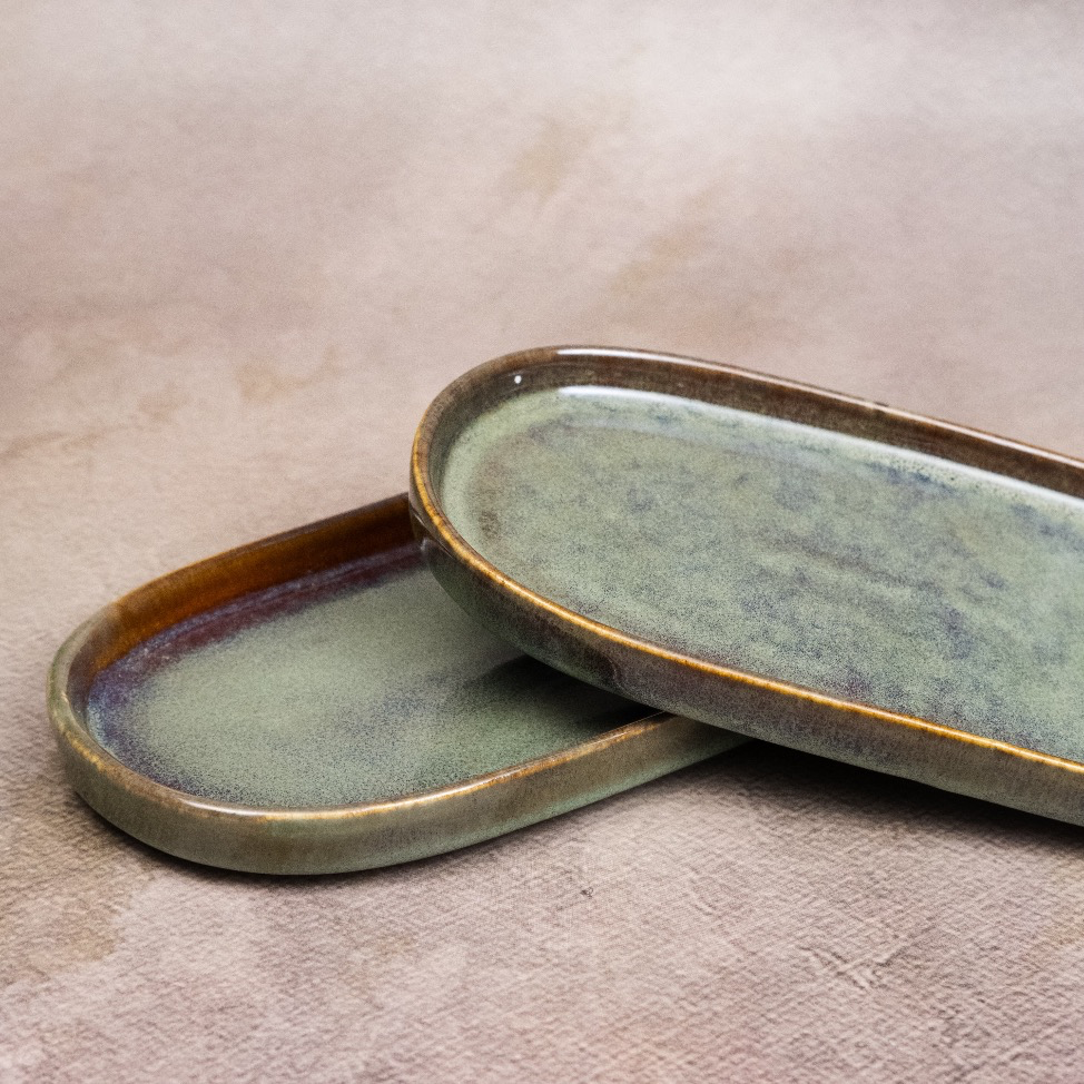 Sage Green - Oval Cocktail Plate