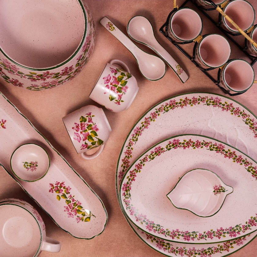 Bougainvillea - Ceramic Chai Glass