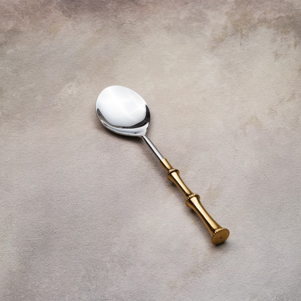 Gold Rings Serving Spoons Set