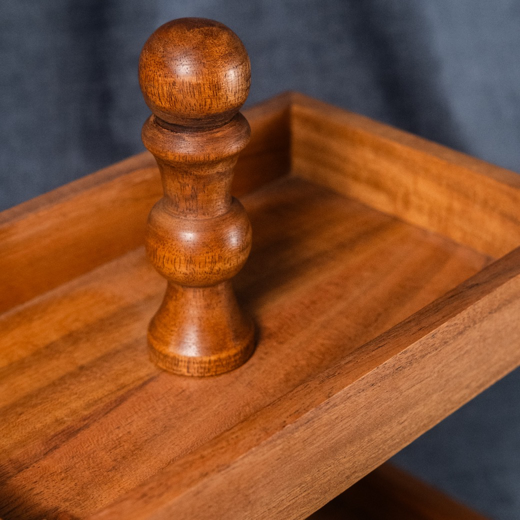 Two Tier Rectangle Wooden Desset Stand