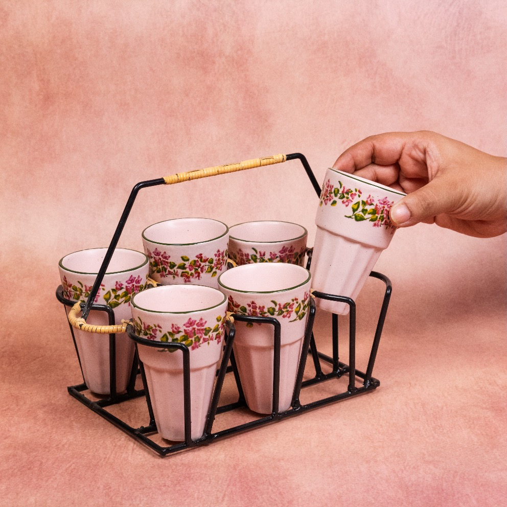 Bougainvillea - Ceramic Chai Glass