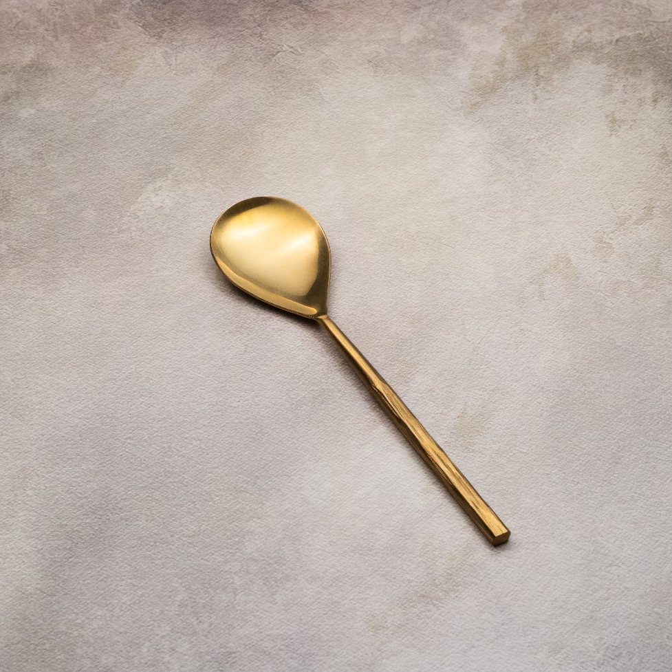 Matte Gold Serving Spoons Set
