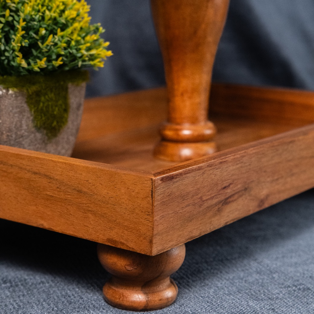 Two Tier Rectangle Wooden Desset Stand