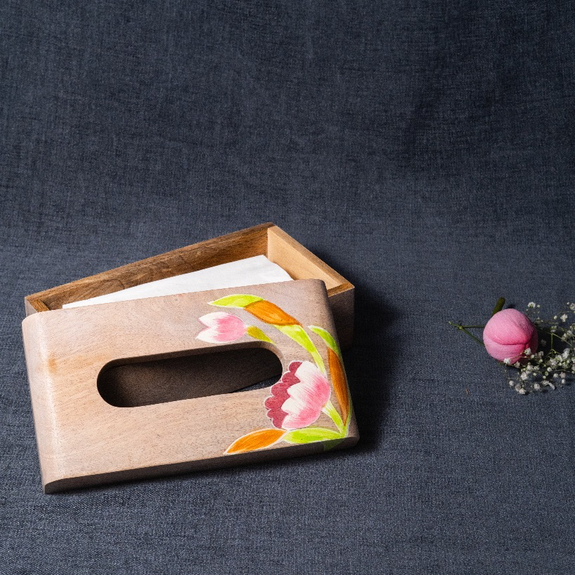 Lotus - Wooden Tissue Box