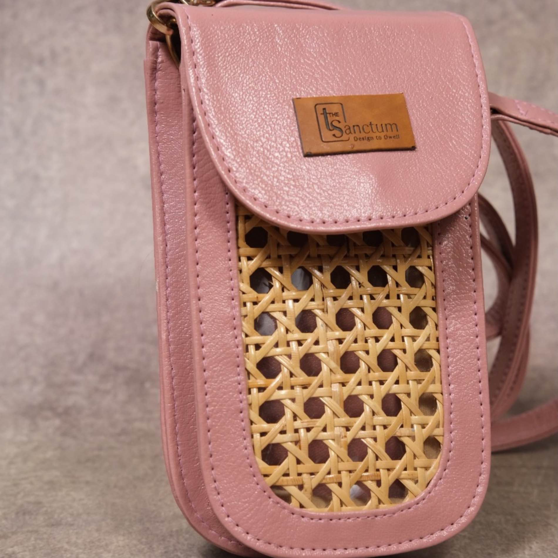 Wicker & Leatherite Mobile Sling bag