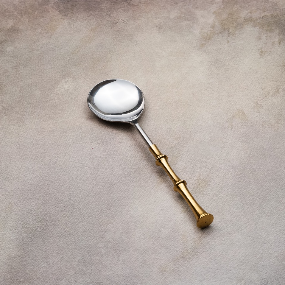 Gold Rings Serving Spoons Set