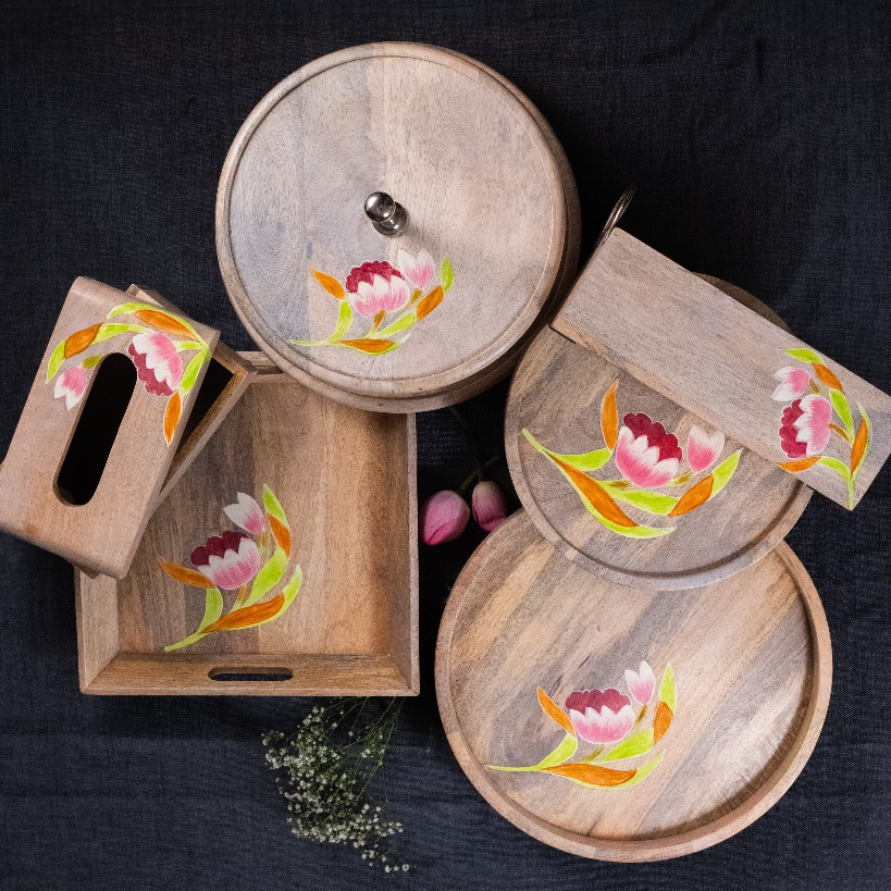 Lotus - Wooden Tissue Box