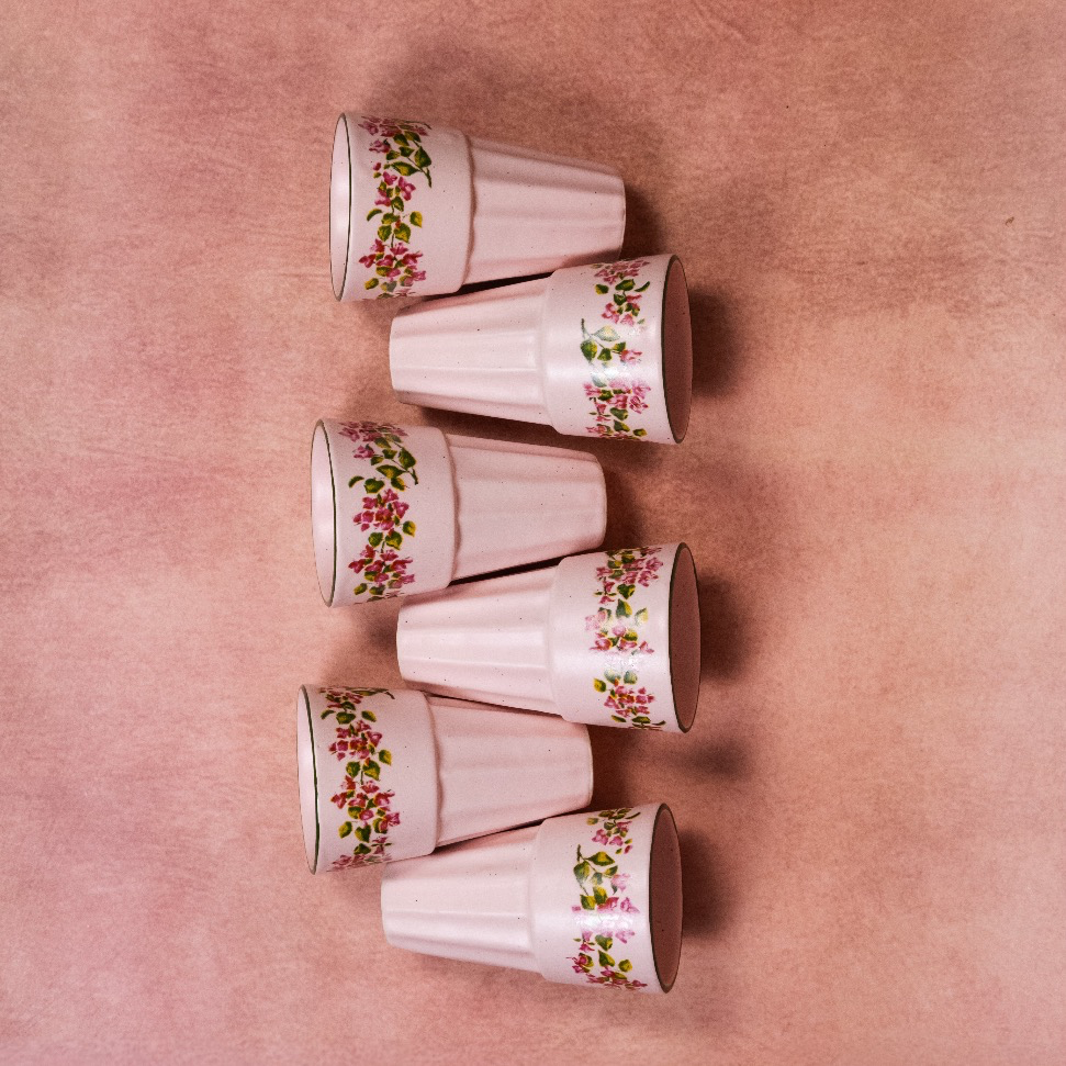 Bougainvillea - Ceramic Chai Glass