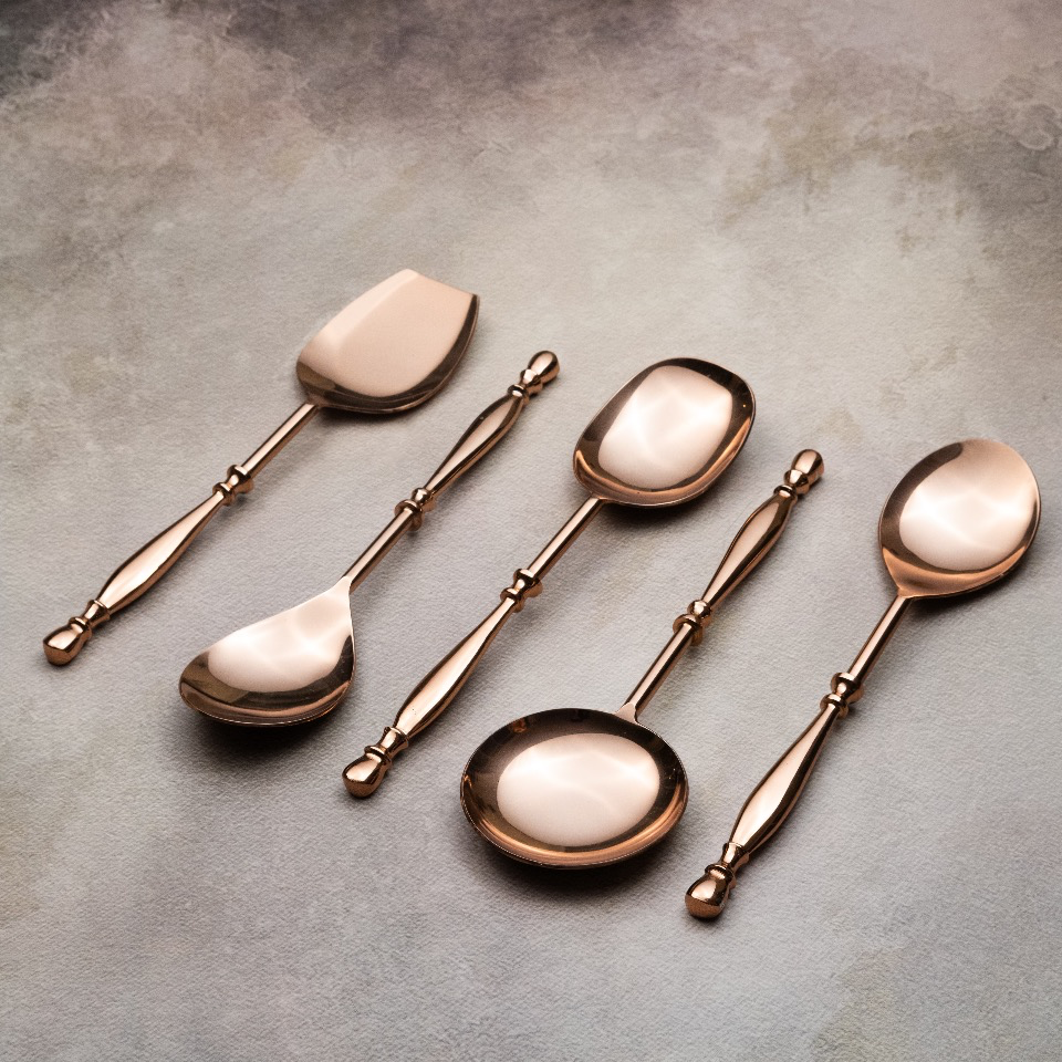 Rose Gold Serving Spoons Set